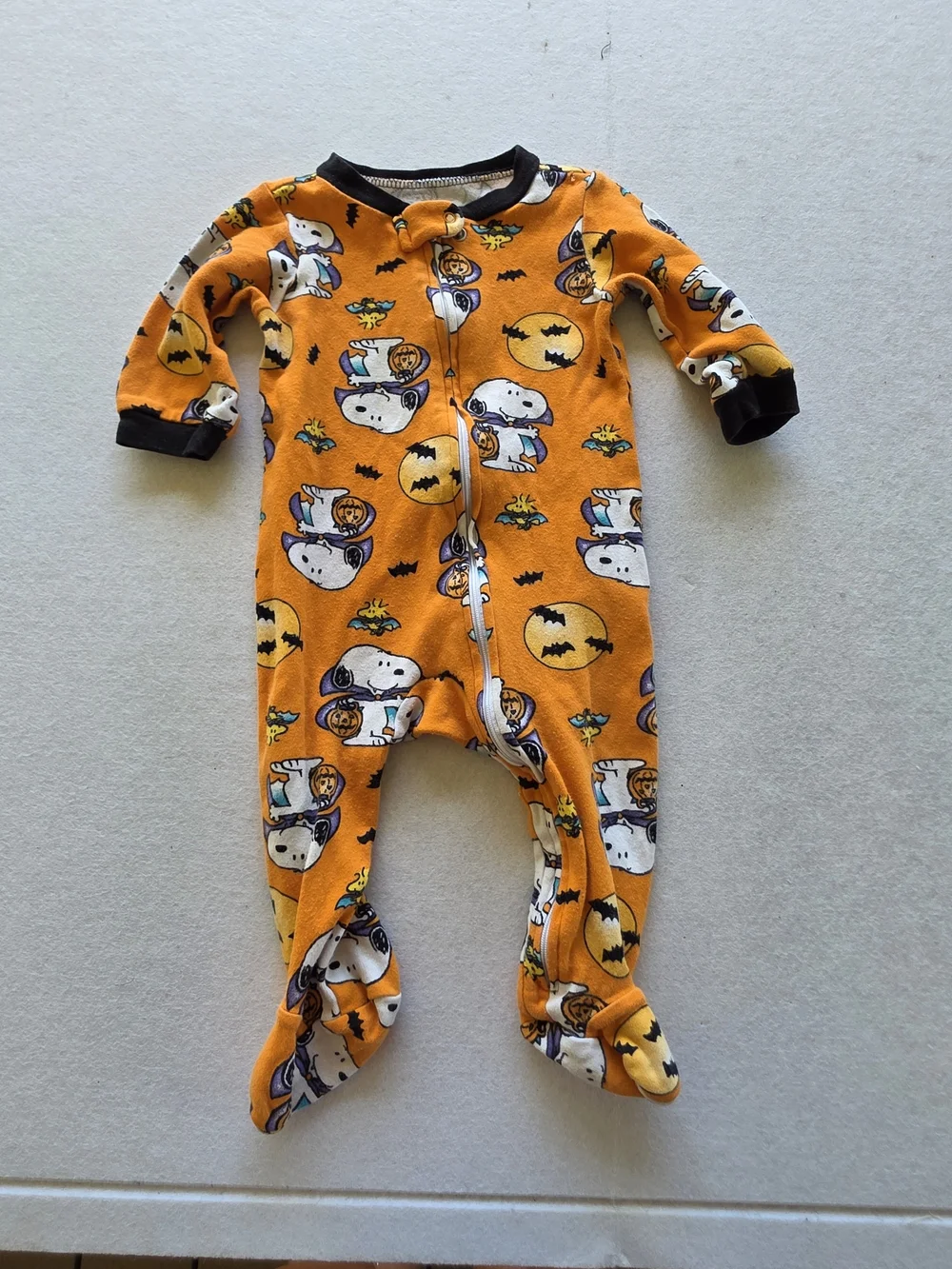 Peanuts Orange Snoopy Halloween Footed One-Piece